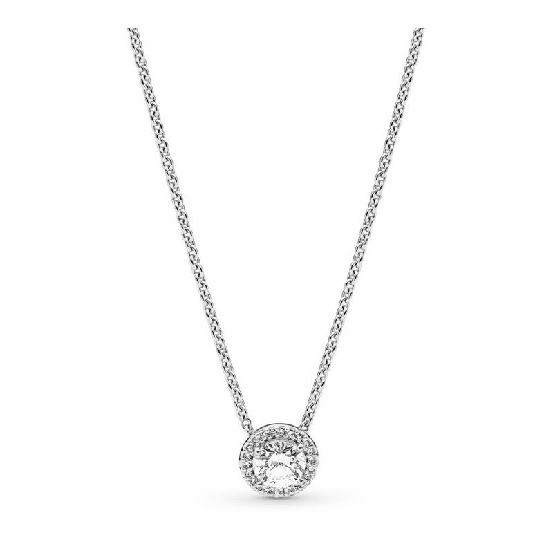 Pandora Round Sparkle Necklace - Sterling Silver/Cubic Zirconia - Canada | OJ8268JB